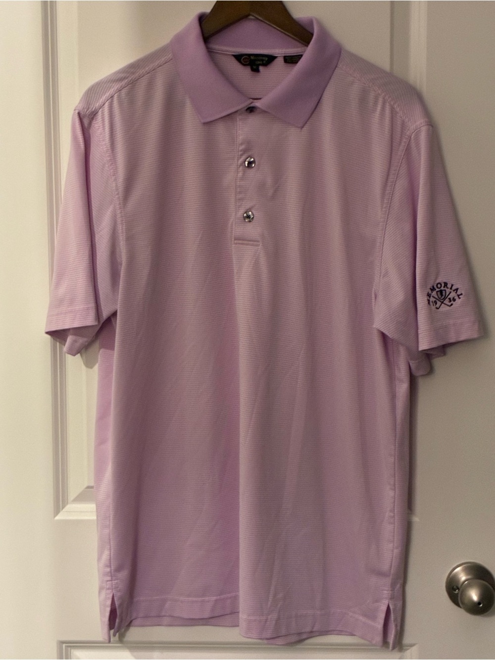 Men's Light Lavender Performance Polo with Sleeve Emblem